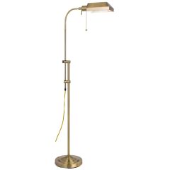 Pharmacy Floor Lamp, Antique Brass, Adjustable Height