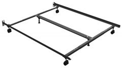 Heavy-Duty Steel Bed Frame with Casters - Fits Queen/King/Cal. King