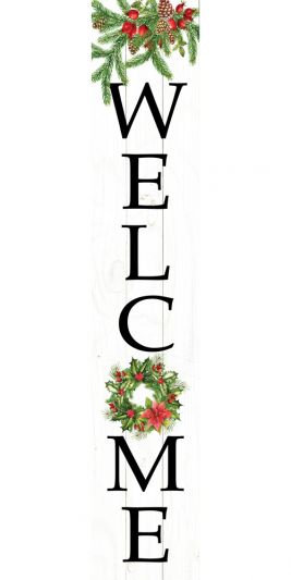 Welcome Wreath Porch Sitter - 8" x 43"