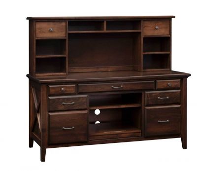 Newport Large Computer Credenza with Hutch