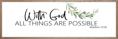 With God - 12x36 - Farmhouse Brown Frame