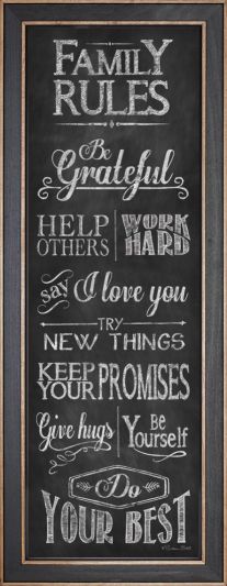 Family Rules - 12x36 - Shaker Frame