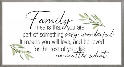 Family No Matter What Wall Art – 16x30 Farmhouse Framed Quote Sign