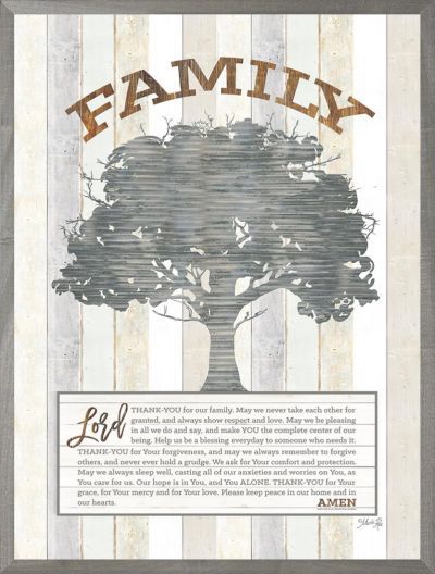 Family Prayer Tree - 18x24 - Farmhouse Gray Frame
