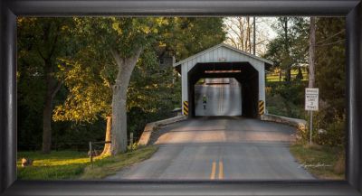 Thru The Covered Bridge - 18x36 - Simple Black Frame