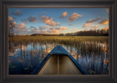 Canoeing on the River Wall Art - Antique Black Framed Landscape Art