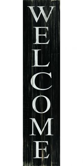 Welcome Sign Rustic Black Porch Sitter - 8" x 43"