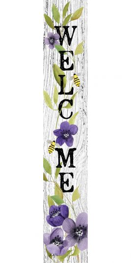 White Summer Welcome Porch Sitter - 8" x 43"
