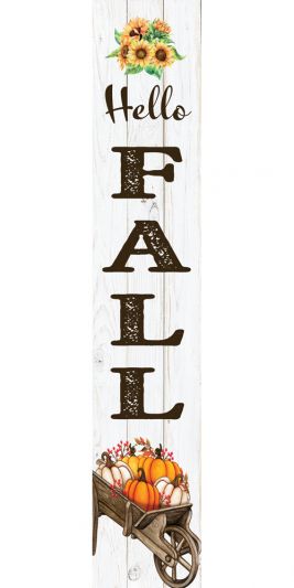 Hello Fall Wheelbarrow Porch Sitter - 8" x 43"