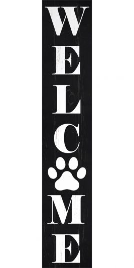 Dog Paw Welcome Vertical Porch Sign