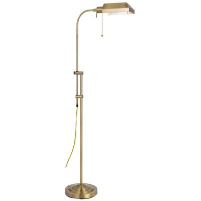 Pharmacy Floor Lamp, Antique Brass, Adjustable Height
