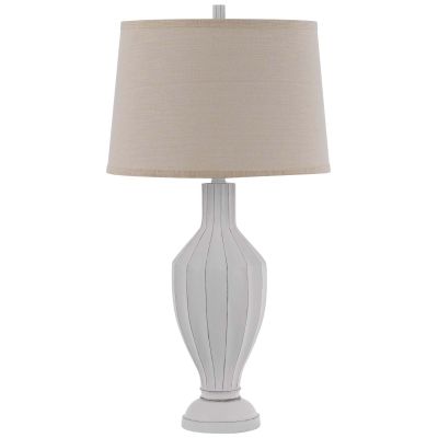 Hoover White Washed Vase Table Lamp