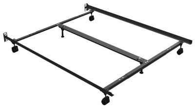 Heavy-Duty Steel Bed Frame with Casters - Fits Queen/King/Cal. King