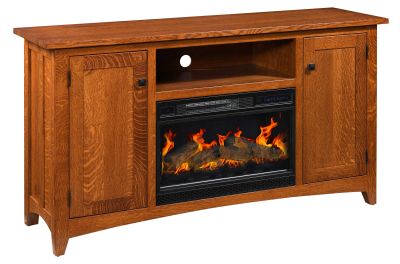 Prairie Mission Entertainment Console with Electric Fireplace