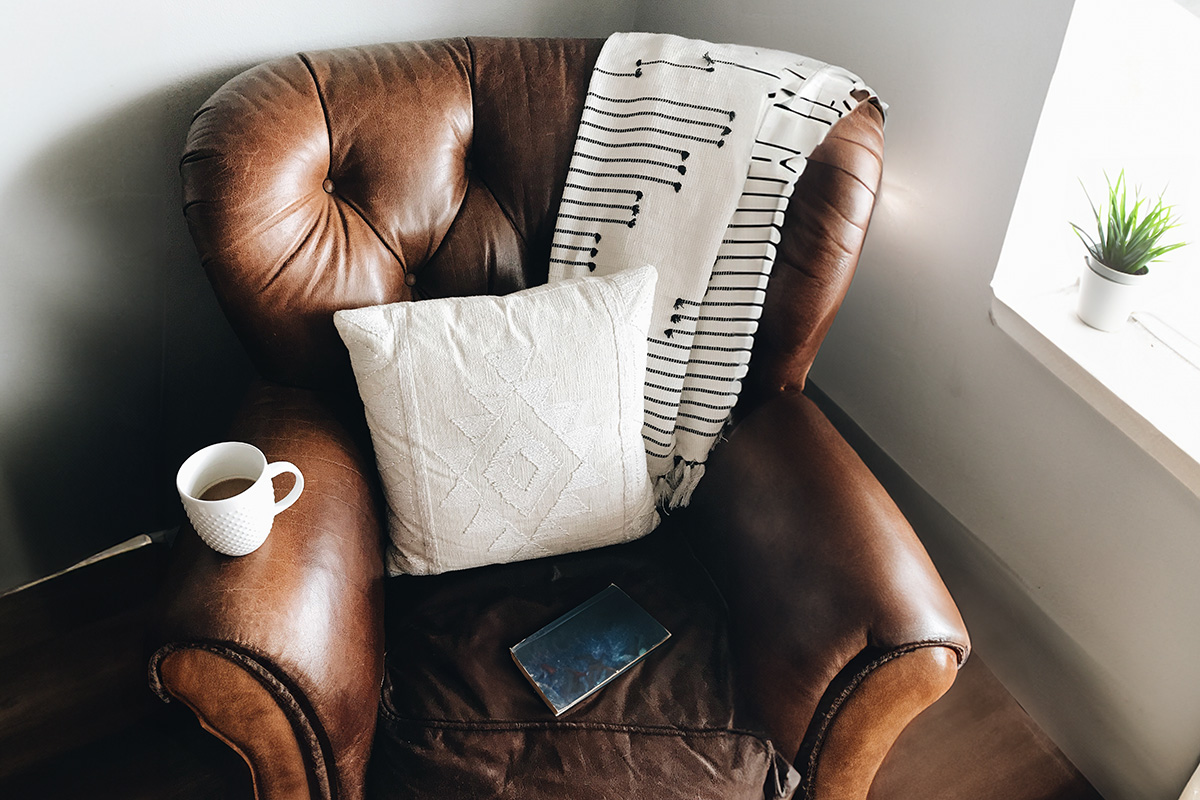 reading nook chair coffee book